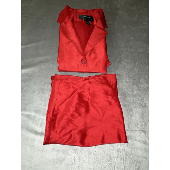 Lauren Ralph‎ Lauren Silk Blazer & Pant Set Women’s Size 6 Red 3 Button - Picture 9 of 16